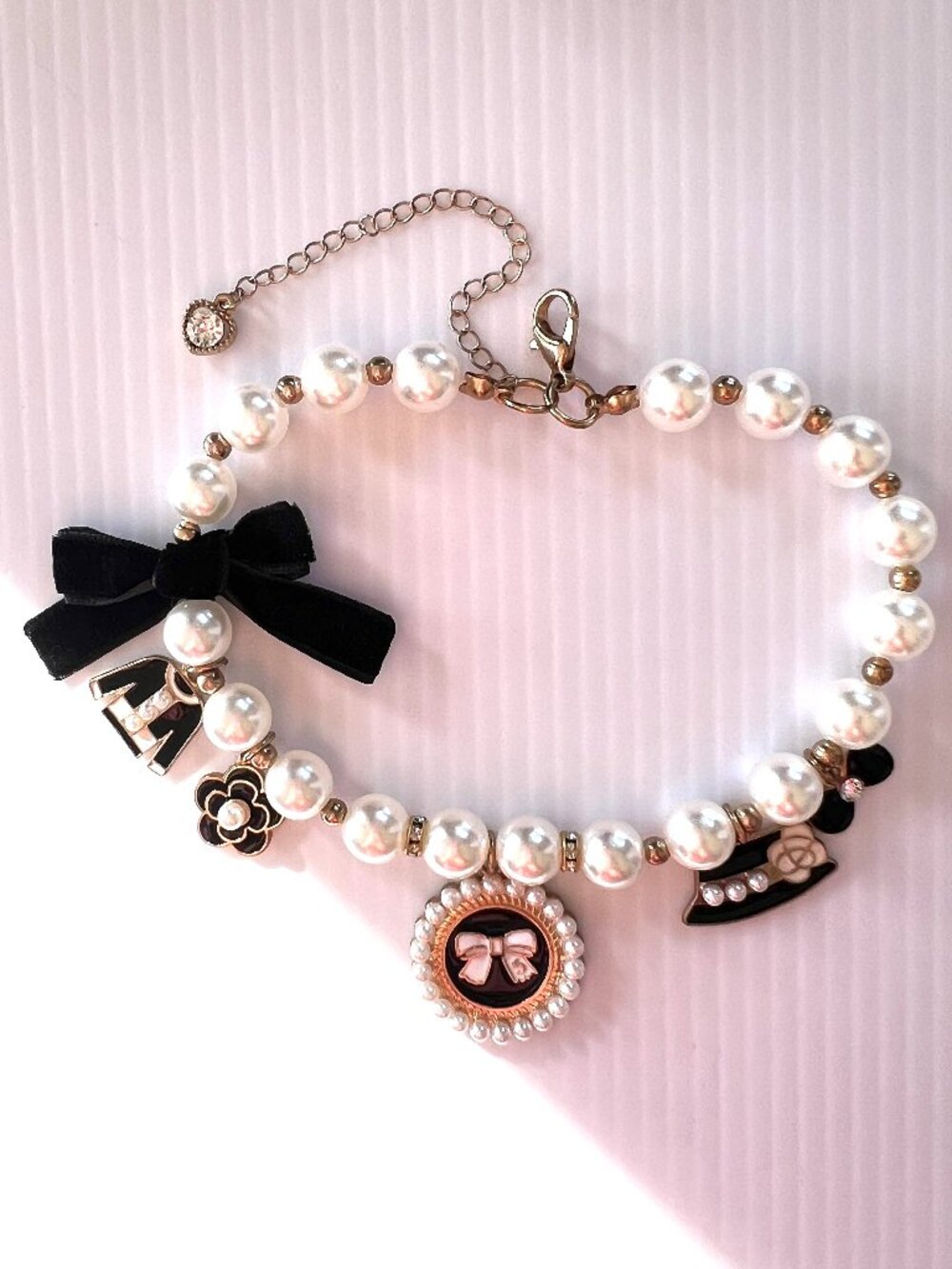 PEARL with Charms Elegant Pet Necklace